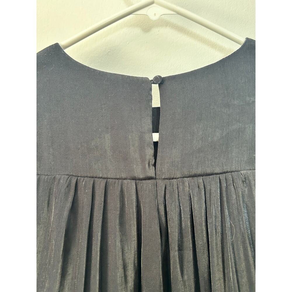 Pinch Mini Dress Small Black Satin Ruffled Sleeve Wedding Guest Whimsigoth - Picture 6 of 10